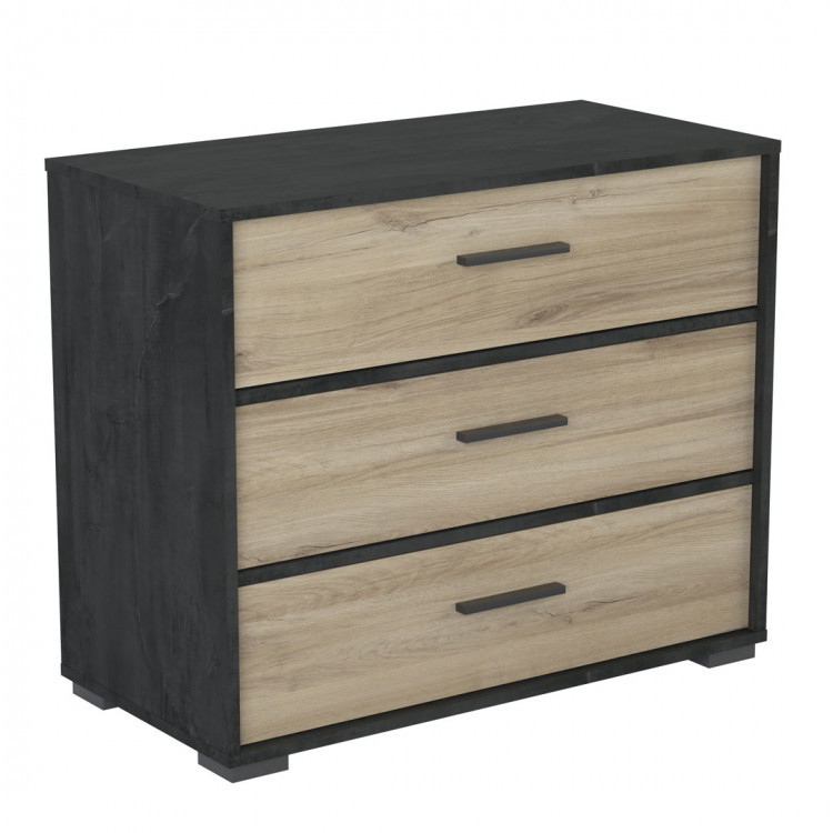 Commode contemporaine 80 cm chêne/noir Sergio