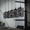 Suspension industrielle 5 lampes en métal gris Ø 17 cm James