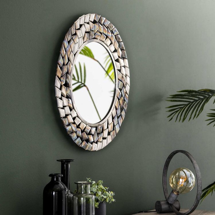 Miroir contemporain en métal Ø 65 cm Manu