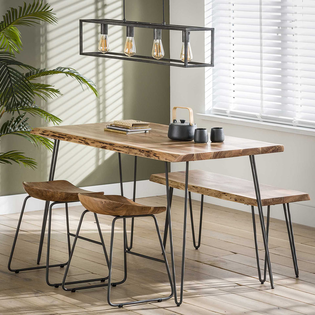 Ensemble de table à manger pliante moderne en bois massif de 5