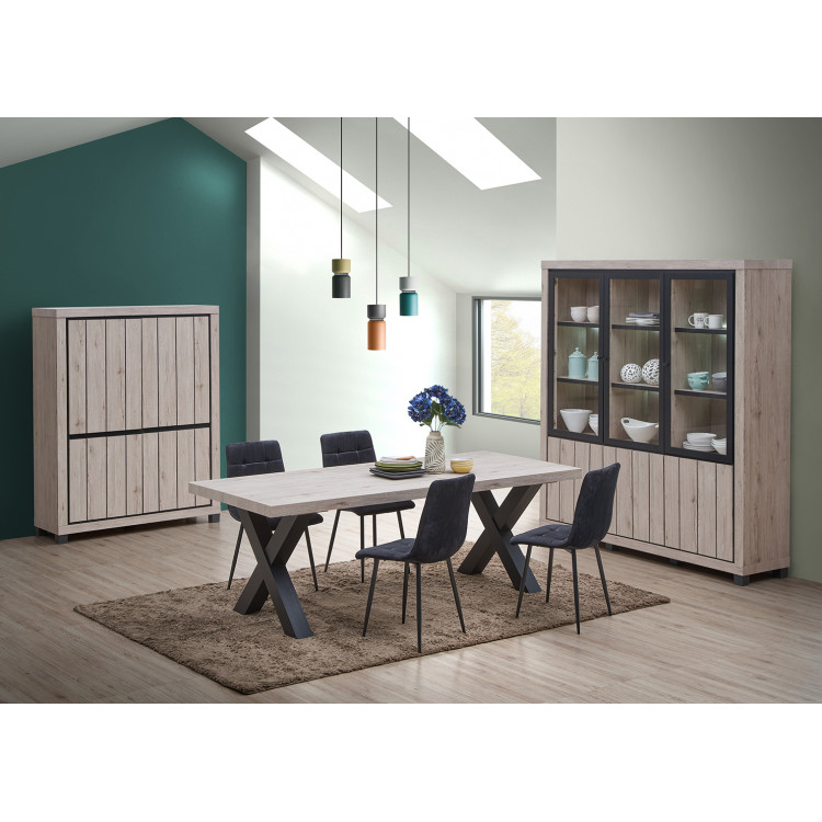Vitrine contemporaine 190 cm chêne clair Dorine