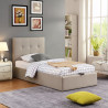 Lit coffre moderne en tissu beige Torrento