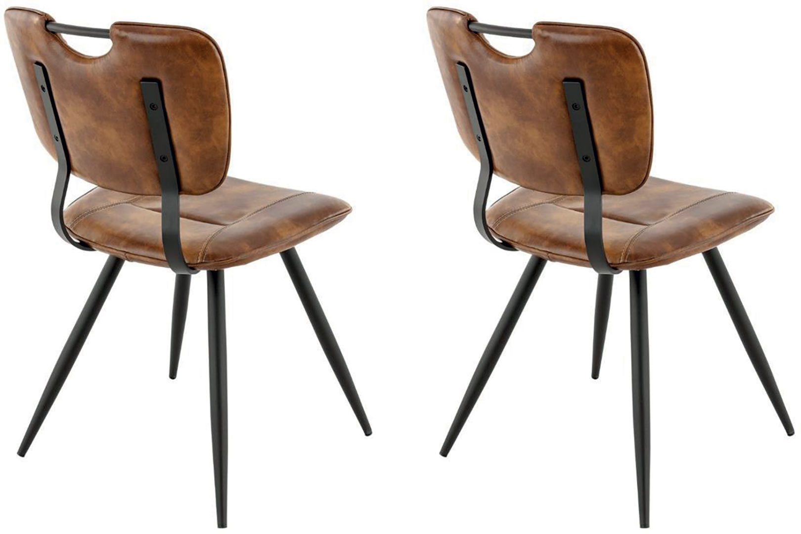 Lot de 2 chaises vintage en métal et PU marron Estelle Matelpro