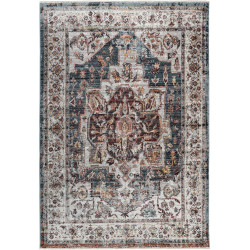 Tapis vintage multicolore avec franges rayé Umea