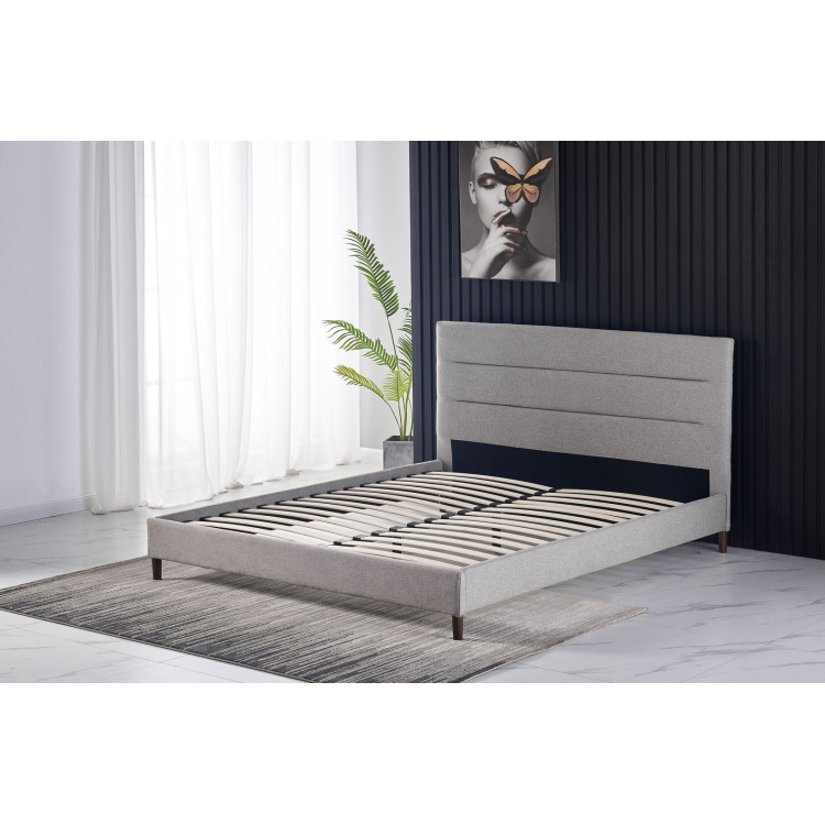 Lit adulte contemporain en tissu gris Serena