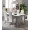 Table de salle à manger design laquée blanc/marbre Odetta