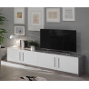 Meuble TV design 208 cm laqué blanc/marbre Odetta