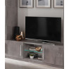 Meuble TV design 156 cm laqué blanc/marbre Odetta