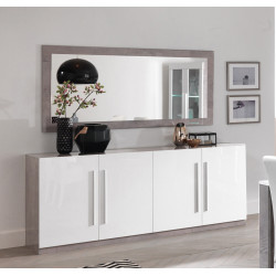 Buffet/bahut design 208 cm laqué blanc/marbre Odetta