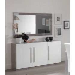 Buffet/bahut design 156 cm laqué blanc/marbre Odetta