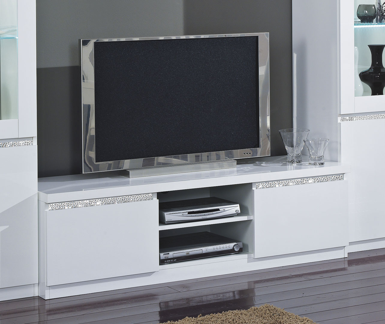 Petit meuble TV gris foncé design - Vigo