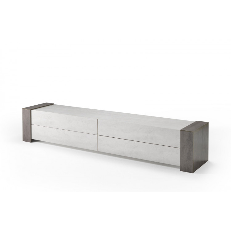 Meuble TV moderne 250 cm béton foncé/béton clair Evita