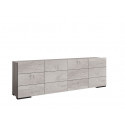 Buffet/bahut contemporain 240 cm chêne blanchi Bianca