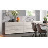 Buffet/bahut contemporain 240 cm chêne blanchi Bianca