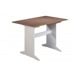 Table de cuisine style campagne en pin massif blanc Radja