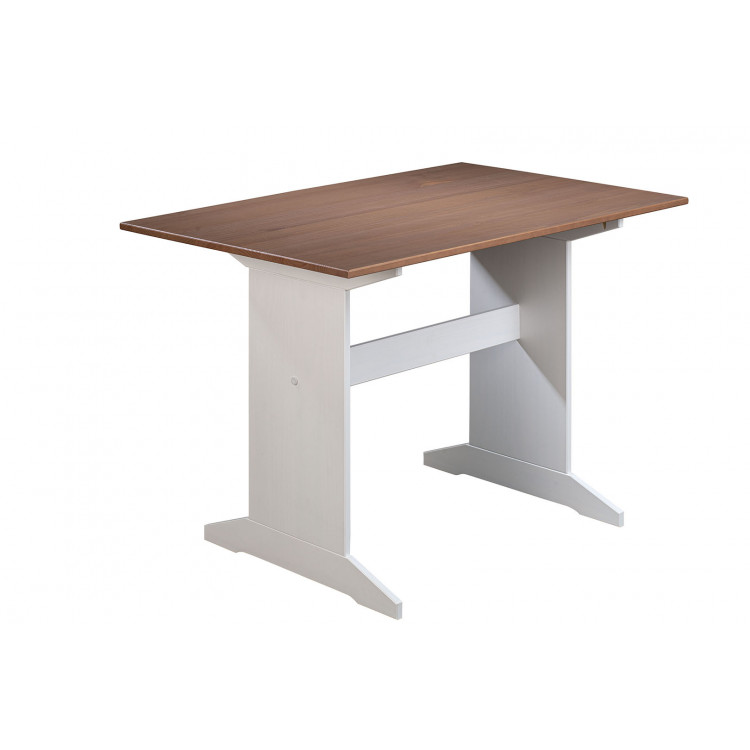 Table de cuisine style campagne en pin massif blanc Radja