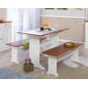 Table de cuisine style campagne en pin massif blanc Radja