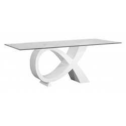 Table de salle à manger design blanche en verre Amelie