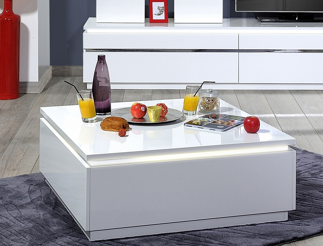 Table Basse D'appoint Style Louis Blanc - Plateau Carré, Pieds Ouvragés, Design Classique Vintage Pour Salon