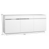 Buffet/bahut design blanc 200 cm Amelie