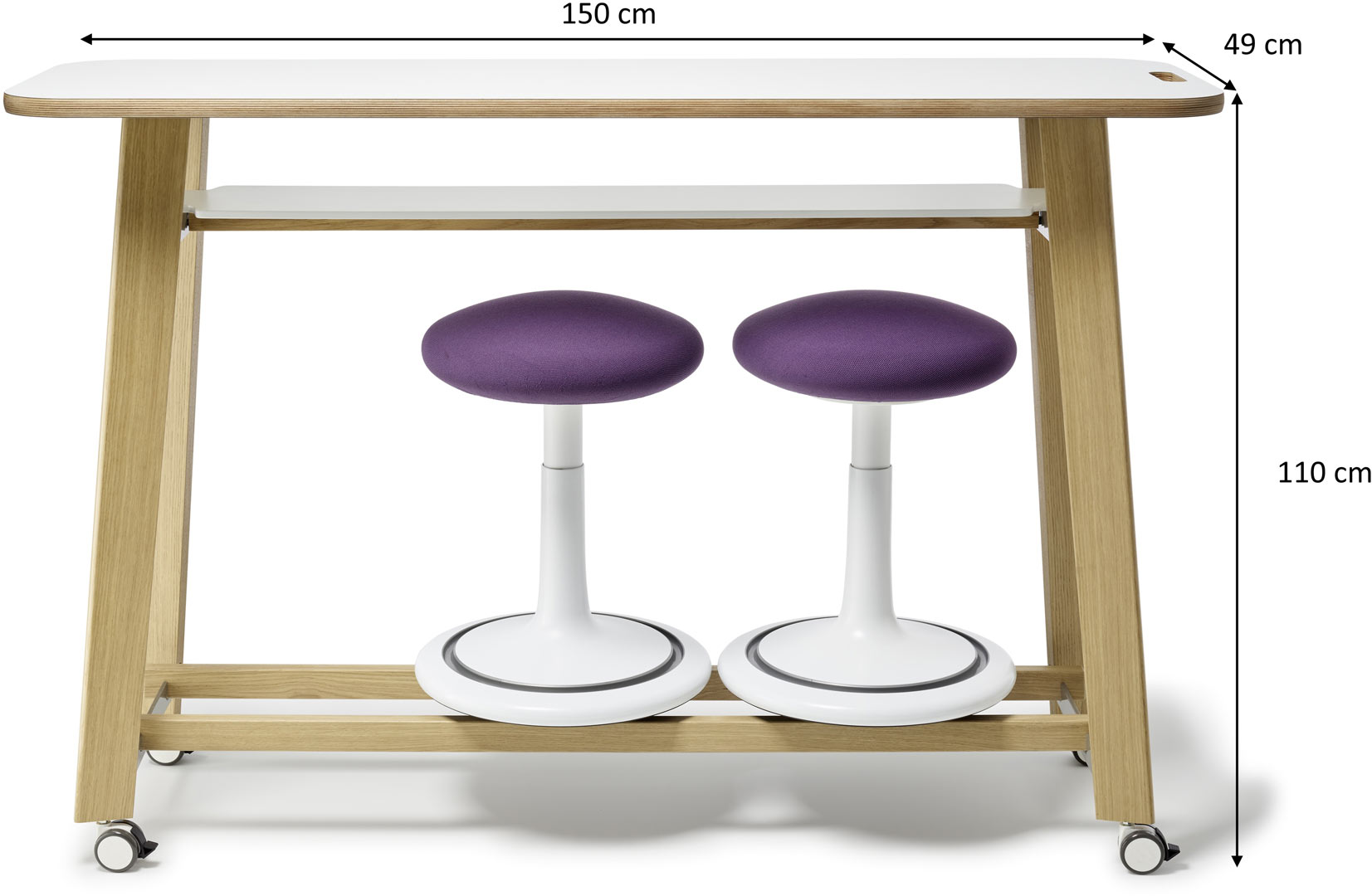 Table de Lit pour Ordinateur Portable Hauteur Réglable Bout de canapé avec  4 roulettes - Bureau - Secrétaire BUT