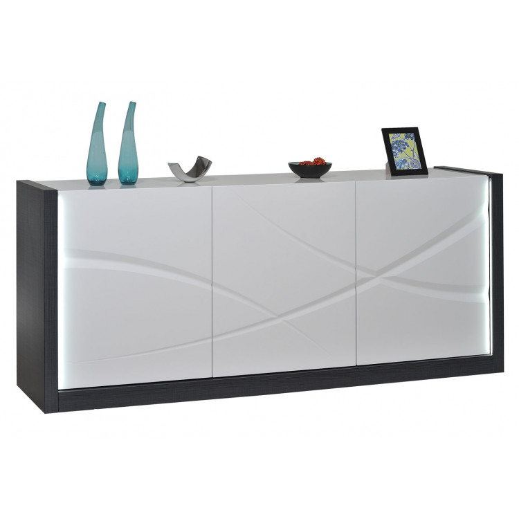 Buffet/bahut moderne 190 cm blanc/noir Eclipse