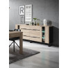 Buffet/bahut industriel 220 cm chêne/noir Estrella