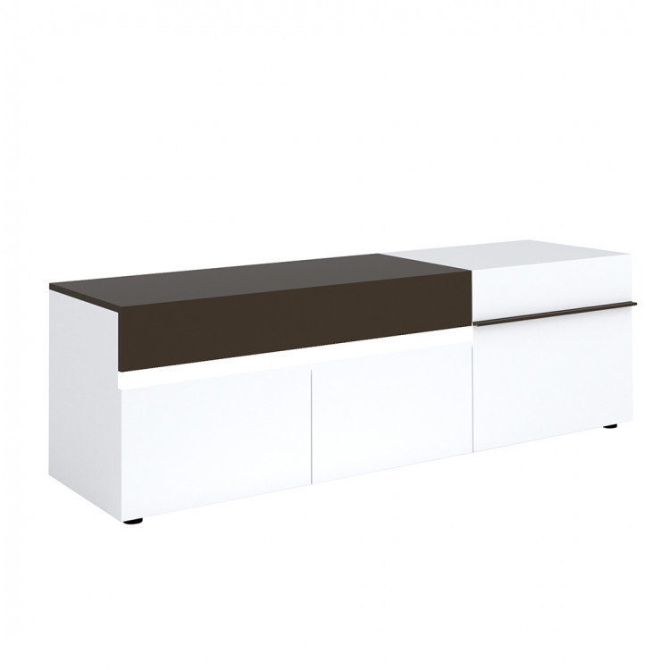 Meuble TV moderne 180 cm blanc/noir Emeraude