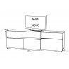 Meuble TV moderne 180 cm blanc/noir Emeraude