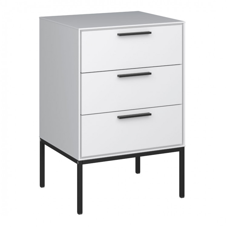 Chevet industriel blanc 3 tiroirs Linea