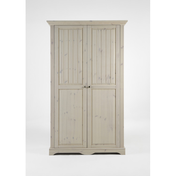 Armoire bébé 120 cm style nature en pin blanchi Amalia