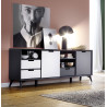 Buffet/bahut modulable moderne 180 cm gris/blanc Etienne