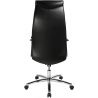 Fauteuil de bureau noir revêtement cuir et piétement en acier chromé Félix