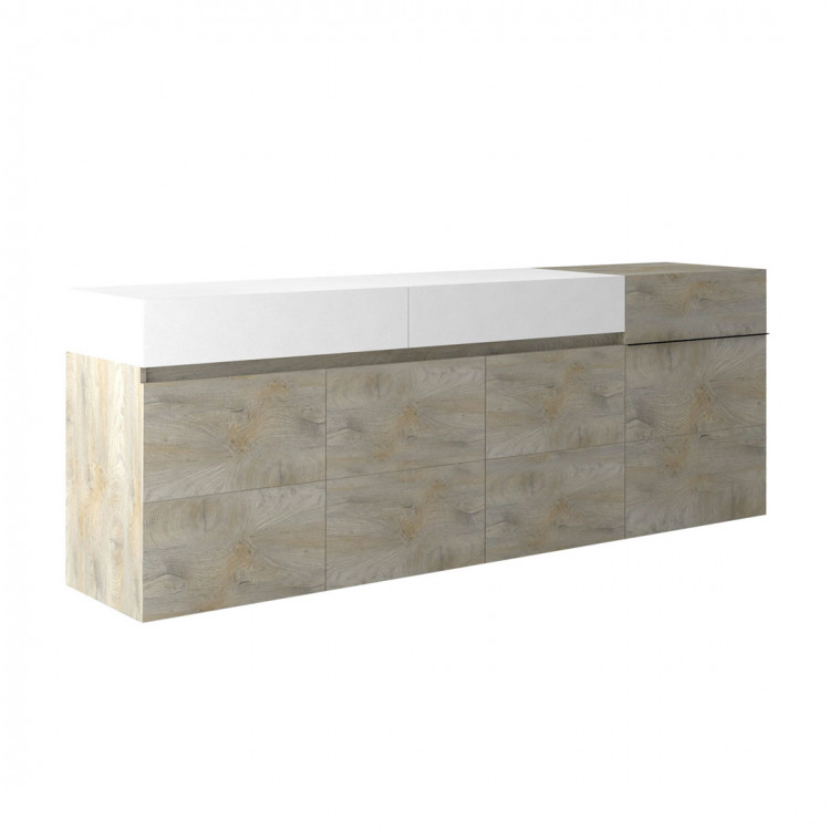Buffet/bahut contemporain 240 cm chêne/blanc Petunia