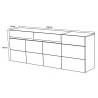 Buffet/bahut contemporain 240 cm chêne/blanc Petunia