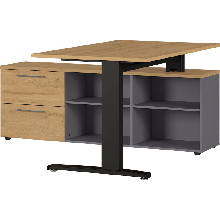 Bureau d'angle contemporain chêne/graphite Louisiane