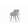 Chaise de salle à manger moderne en tissu gris (lot de 2) Indiana