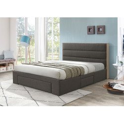 Lit adulte moderne en tissu gris Quito