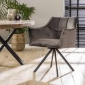 Fauteuil contemporain rotatif (lot de 2) en tissu et métal Marcus