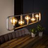 Suspension industrielle en métal argenté 5 lampes Manon