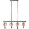 Suspension industrielle en métal argenté 4 lampes Emilie