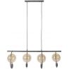 Suspension industrielle en métal argenté 4 lampes Emilie