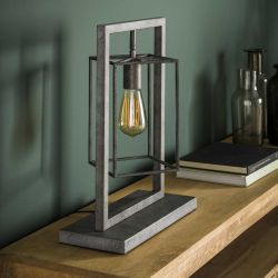 Lampe de table industrielle en métal argenté Sarah