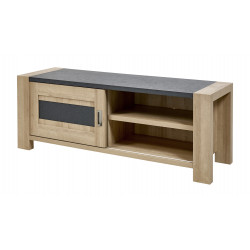 Meuble TV moderne 151 cm chêne/gris Benny