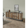 Buffet/bahut industriel 220 cm coloris bois Hidalgo