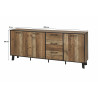 Buffet/bahut industriel 220 cm coloris bois Hidalgo