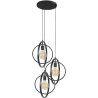 Suspension industrielle ronde en métal noir 3 lampes Sam