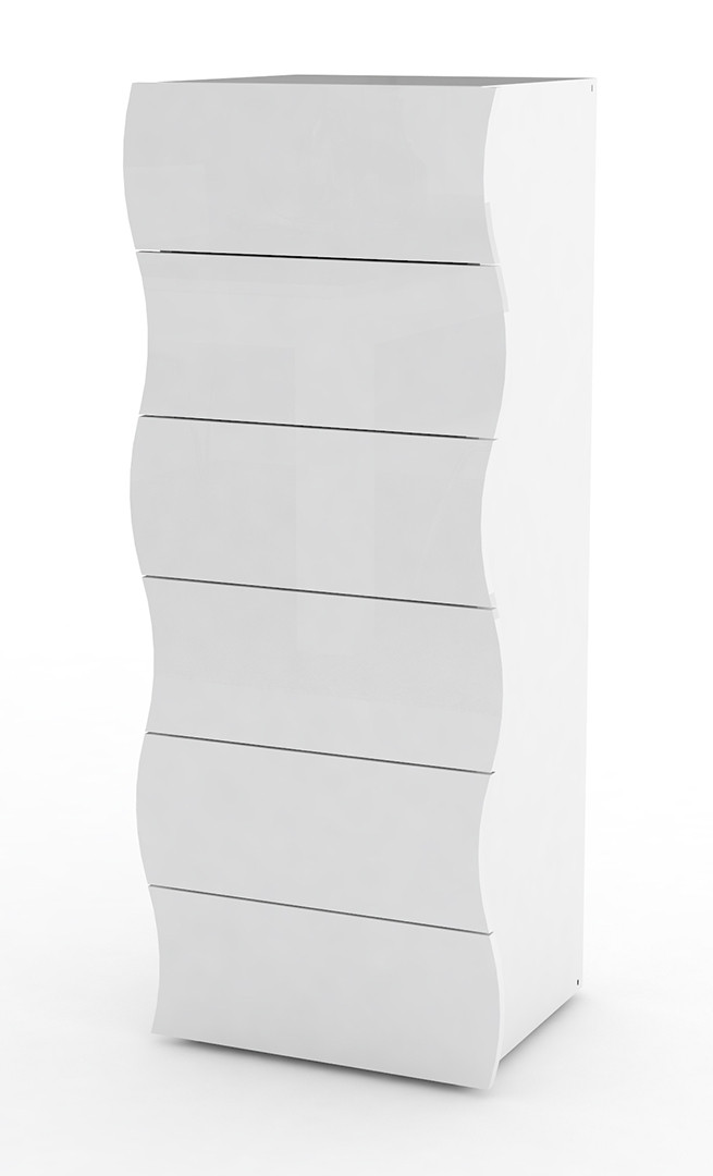 Chiffonnier moderne H 122 cm laqué blanc Onida