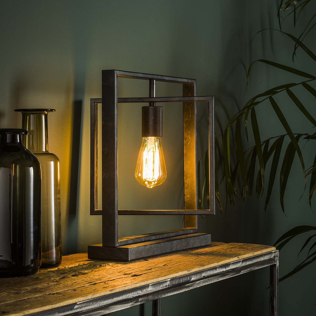 LAMPE À POSER TÊTES EN MÉTAL NOIR : Lampe Bouchara