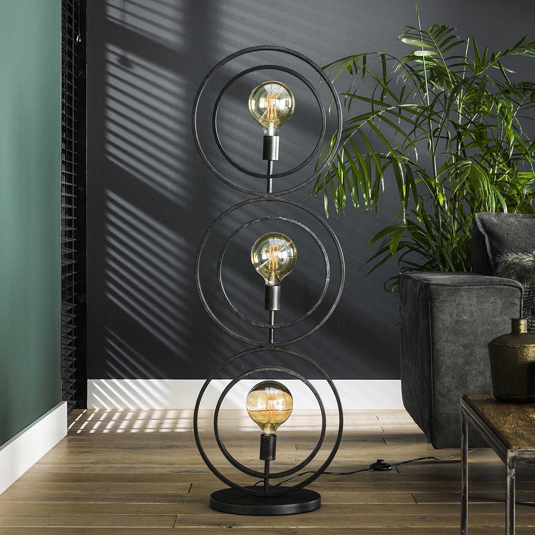 Pied de lampe lampadaire avec porte plante pour extérieur en métal